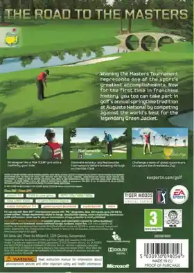 Tiger Woods PGA Tour 12 (USA) box cover back